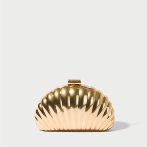 Metallic Shell Clutch Wristlet - Gold